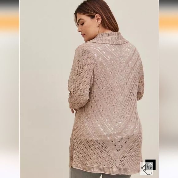 Torrid Tan Pointelle Curve Shaw Open Fron Cardigan Womens Plus Size 4x New - Picture 2 of 7